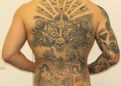 Full Back Tattoo Before Laser